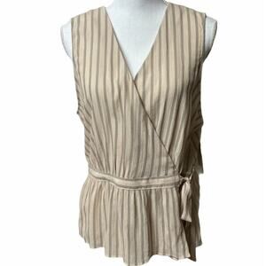 14th & Union Striped Front Tie XL Sleeveless Top